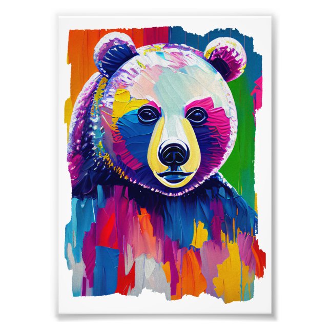 Colourful Bear Portrait Photo Print (Front)