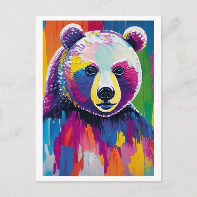 Colourful Bear Portrait Postcard (Front)