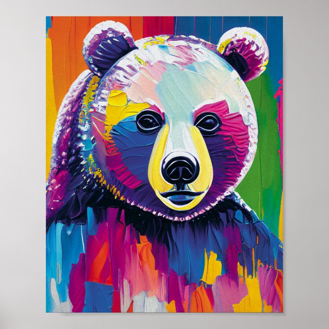 Colourful Bear Portrait Poster (Front)