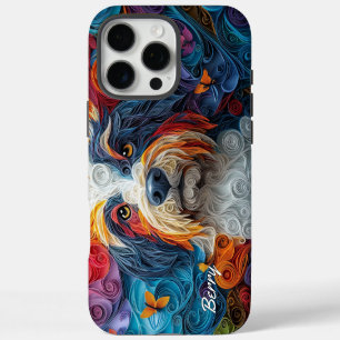 Colourful Bearded Collie Portrait iPhone 16 Pro Max Case