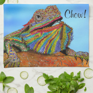 Colourful Bearded Dragon 1/2 Fold Kitchen Towel