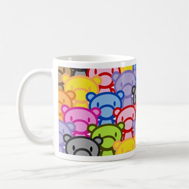 Colourful Bears Crowd. Keep a distance ! Coffee Mug (Left)