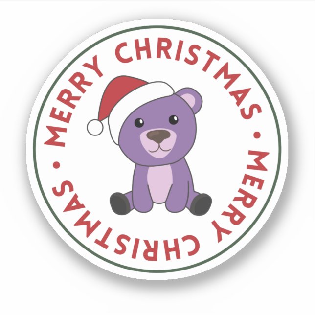 Colourful Bears Merry Christmas Winter Animals Bea (Front)