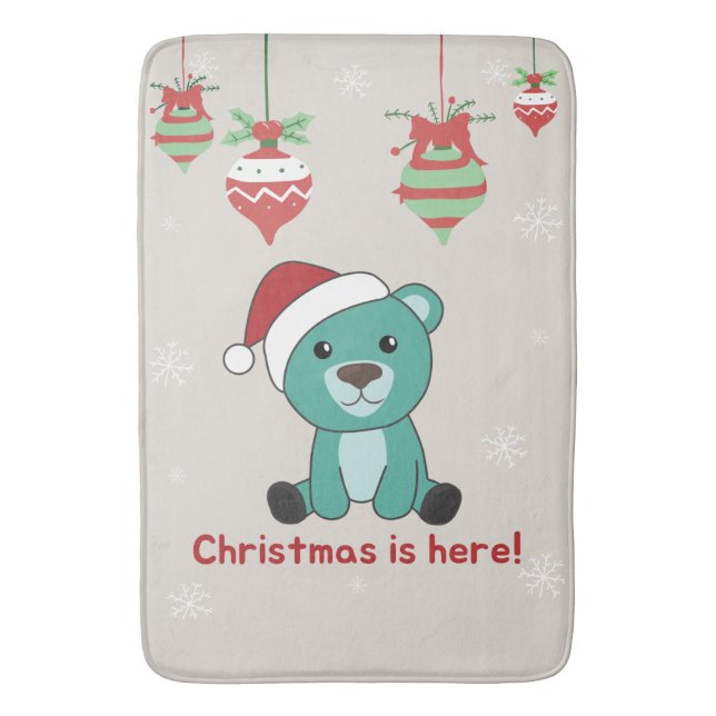 Colourful Bears Merry Christmas Winter Animals Bea Bath Mat (Front Vertical)