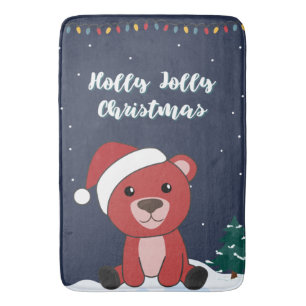 Colourful Bears Merry Christmas Winter Animals Bea Bath Mat
