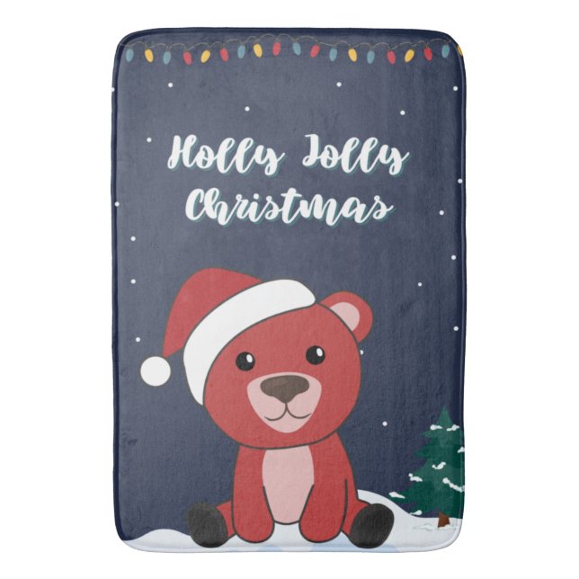 Colourful Bears Merry Christmas Winter Animals Bea Bath Mat (Front Vertical)