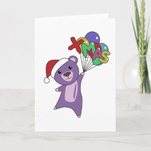 Colourful Bears Merry Christmas Winter Animals Bea Card