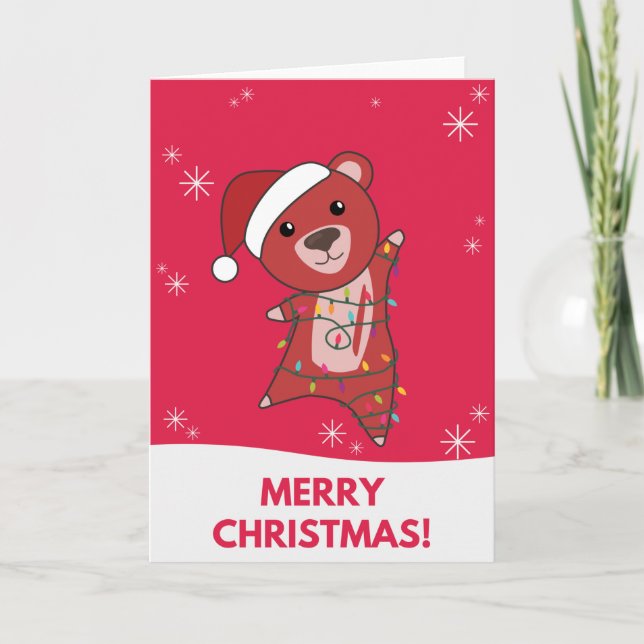 Colourful Bears Merry Christmas Winter Animals Bea Card (Front)