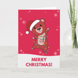Colourful Bears Merry Christmas Winter Animals Bea Card