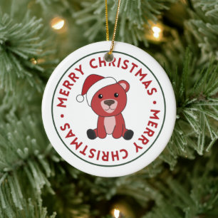 Colourful Bears Merry Christmas Winter Animals Bea Ceramic Ornament