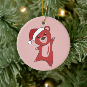 Colourful Bears Merry Christmas Winter Animals Bea Ceramic Ornament