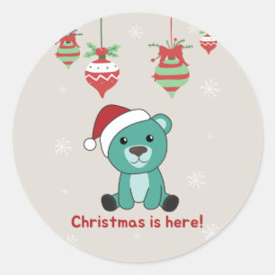 Colourful Bears Merry Christmas Winter Animals Bea Classic Round Sticker