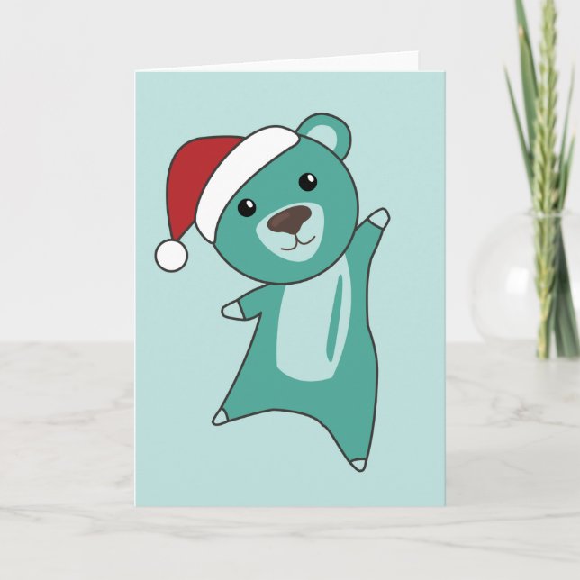 Colourful Bears Merry Christmas Winter Animals Bea Holiday Card (Front)