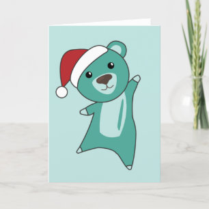 Colourful Bears Merry Christmas Winter Animals Bea Holiday Card
