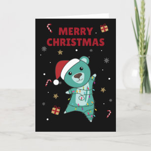 Colourful Bears Merry Christmas Winter Animals Bea Holiday Card
