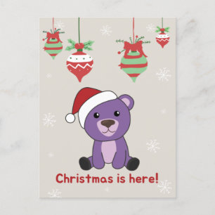 Colourful Bears Merry Christmas Winter Animals Bea Holiday Postcard