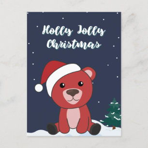 Colourful Bears Merry Christmas Winter Animals Bea Holiday Postcard