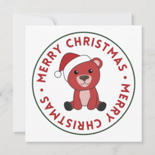 Colourful Bears Merry Christmas Winter Animals Bea Invitation