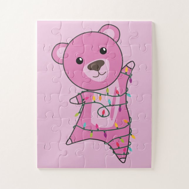 Colourful Bears Merry Christmas Winter Animals Bea Jigsaw Puzzle (Vertical)