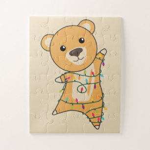 Colourful Bears Merry Christmas Winter Animals Bea Jigsaw Puzzle