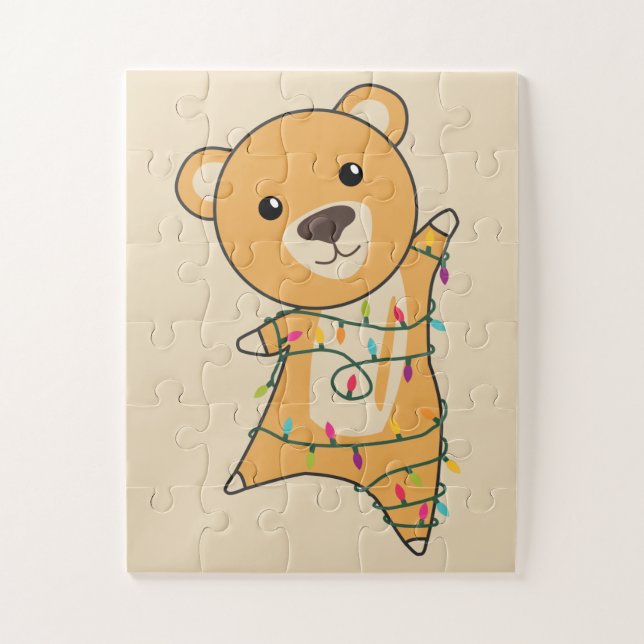 Colourful Bears Merry Christmas Winter Animals Bea Jigsaw Puzzle (Vertical)