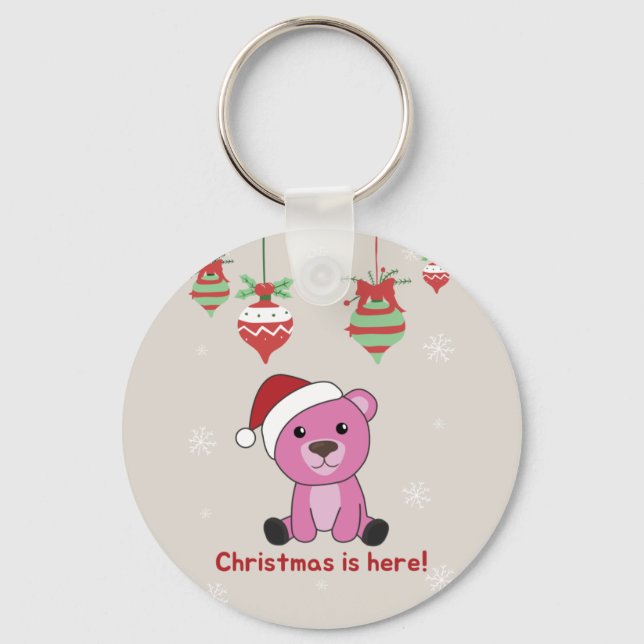 Colourful Bears Merry Christmas Winter Animals Bea Key Ring (Front)