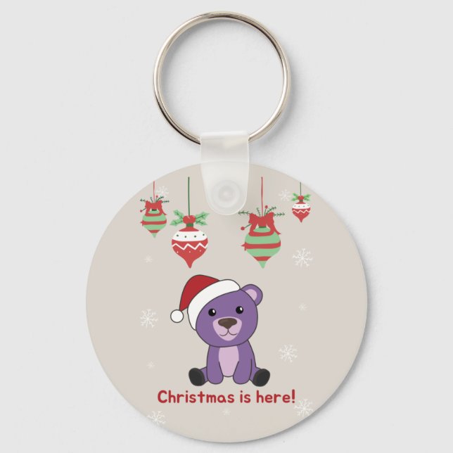 Colourful Bears Merry Christmas Winter Animals Bea Key Ring (Front)