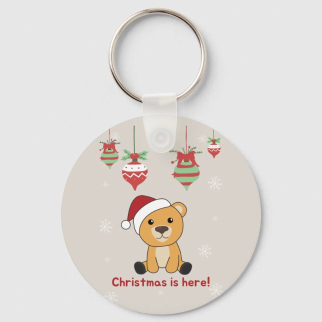 Colourful Bears Merry Christmas Winter Animals Bea Key Ring (Front)