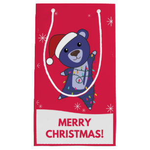 Colourful Bears Merry Christmas Winter Animals Bea Small Gift Bag
