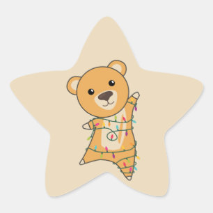 Colourful Bears Merry Christmas Winter Animals Bea Star Sticker