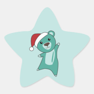 Colourful Bears Merry Christmas Winter Animals Bea Star Sticker