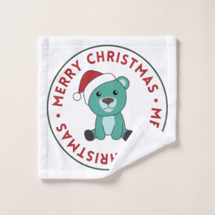 Colourful Bears Merry Christmas Winter Animals Bea Wash Cloth