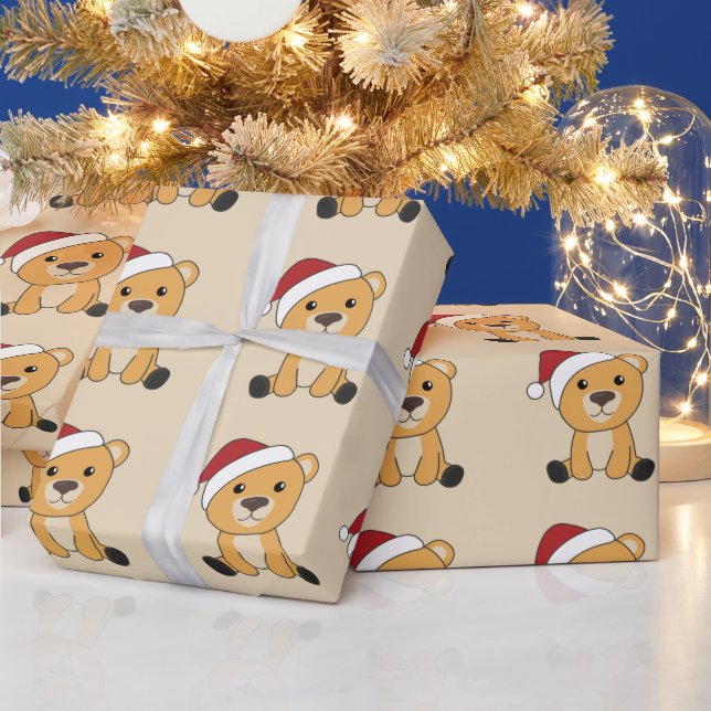 Colourful Bears Merry Christmas Winter Animals Bea Wrapping Paper (Holidays)