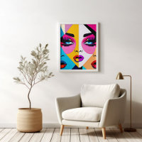 Colourful Beautiful Abstract Women Face Pop Art