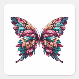 Colourful Beautiful Butterfly Square Sticker