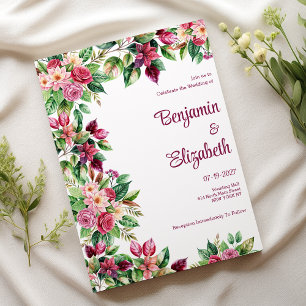 Colourful beautiful country flower bouquet Wedding Invitation