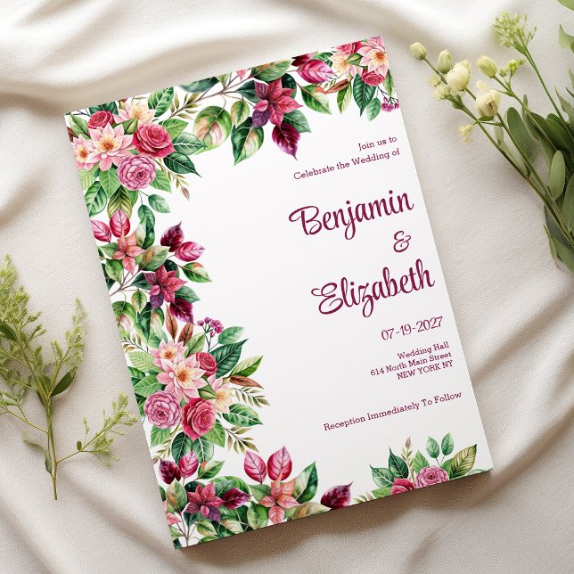 Colourful beautiful country flower bouquet Wedding Invitation (Colorful beautiful country flower bouquet Wedding )