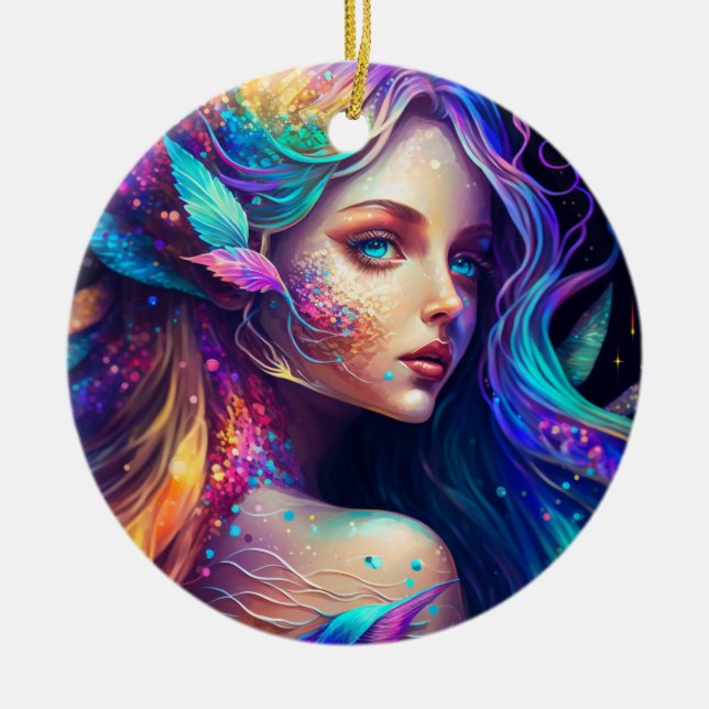 Colourful Beautiful Fairy Ceramic Ornament (Front)