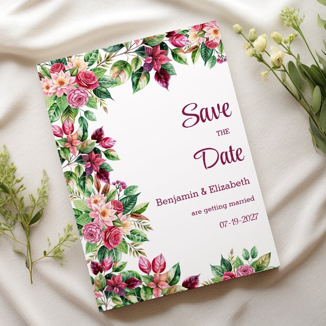 Colourful beautiful flower bouquet Save the Date Invitation (Colorful beautiful flower bouquet Save the Date )