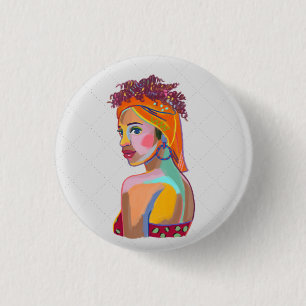 Colourful Beautiful Girl Art Abstract Design       3 Cm Round Badge
