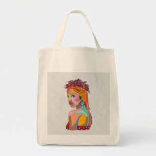 Colourful Beautiful Girl Art Abstract Design Tote Bag