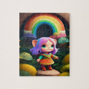 Colourful Beautiful Little Cute Elf Girl Jigsaw Puzzle