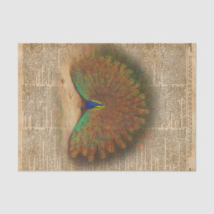 Colourful Beautiful Peacock Vintage Dictionary Art Tissue Paper