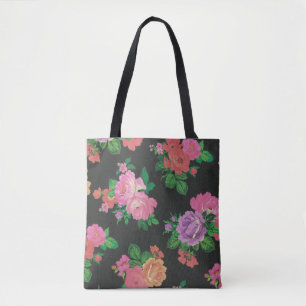colourful beautiful rose flower tote bag
