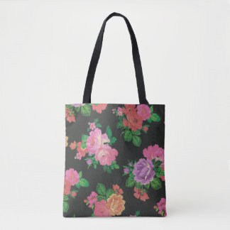 colourful beautiful rose flower tote bag