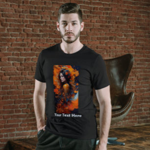 Colourful Beautiful Woman Black Ink Flow T-Shirt