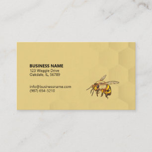 Colourful Bee and Honeycomb Light Amber Gold Business Card