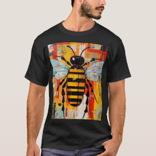 Colourful Bee Art Print Honeybee Wall T-Shirt