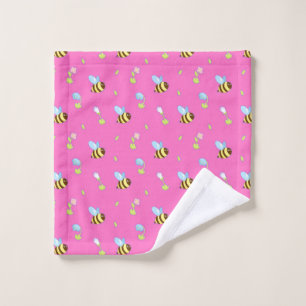 Colourful Bees and Flowers Wash Cloth