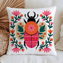 Colourful Beetle Insect Folk Art Floral Cottagecor
